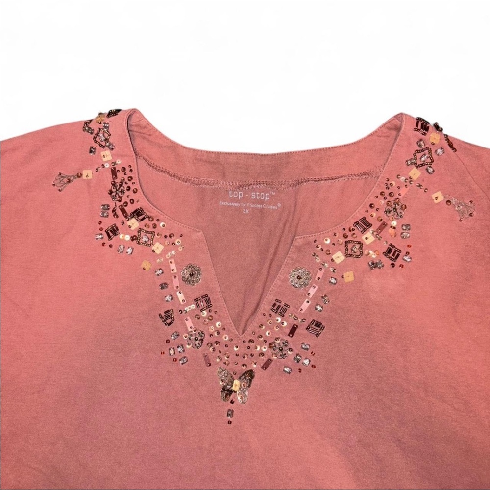 Jeweled Embellished Pink Top Shop Top